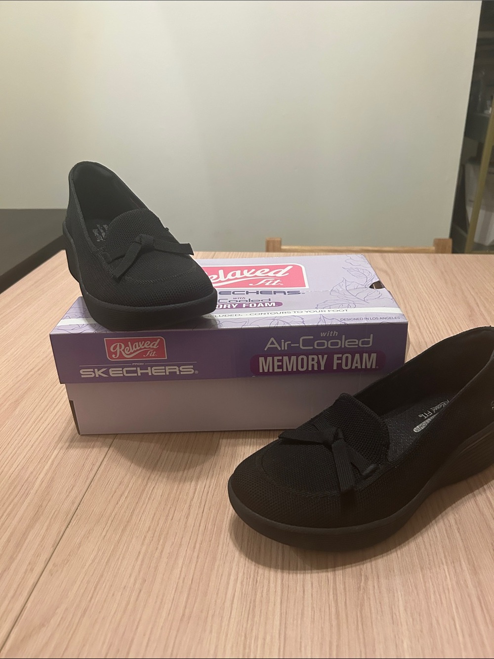 Skechers Relaxed Fit Black Knit Slip-On Loafers